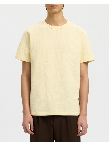 selected slmsander seersucker ss o-neck tee 16092769-angora σε προσφορά