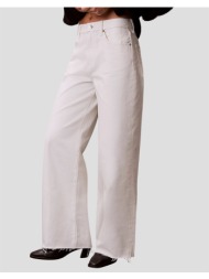 calvin klein jeans the wide leg raw hem chalk white lv047f733g-asnrg offwhite