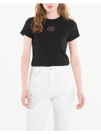 calvin klein jeans ss 2x2 baby rib logo baby tee σε προσφορά