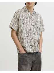 jack&jones jprblulyon print dobby s/s shirt sn 12291968-moonstruckaop:realxfit ecru