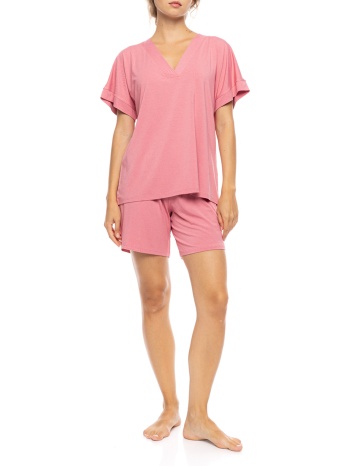 pink label pyjama shorts bamboo nos sn-206-peach pink coral σε προσφορά