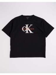 calvin klein jeans mesh applique ss t-shirt lvcksja03b-8y-16y-beh black