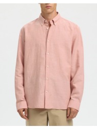 selected slmregclaus clay linenblend ls sht noos 16100084-rose dawnmixedwwhite pink