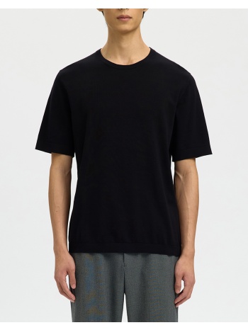selected slmtorino ss knit crew neck noos 16099828-black σε προσφορά