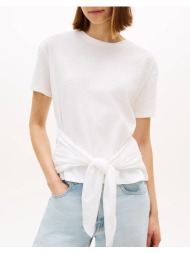 tommy hilfiger co slub knot ss tee ww0ww49256-ybl ecru