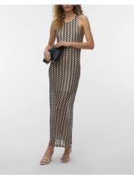 vero moda vmviola sl o-neck ancle dress jrs 10344305-blackcement mixed