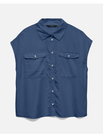 vero moda vmbree sl tencel shirt 10341628-medium blue denim σε προσφορά