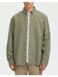 selected slmregclaus clay linenblend ls sht noos 16100084-vetiver olive