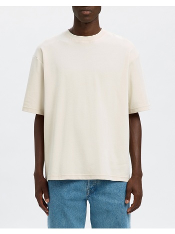 selected slmlooseoscar ss o-neck tee noos 16094143-oatmeal σε προσφορά