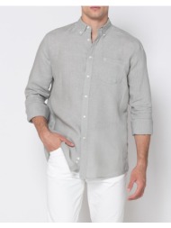the bostonians πουκαμισο λινο regular fit plain linen button-down regular fit 3aap2412-light lightgr