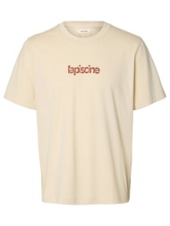 selected slhaspen graphic ss tee 16101613-birch cream