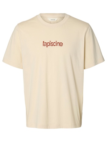 selected slhaspen graphic ss tee 16101613-birch cream σε προσφορά