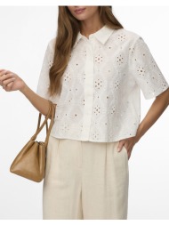 vero moda vmeliza short 2/4 sleeve shirt wvn noos 10342754-snow white offwhite