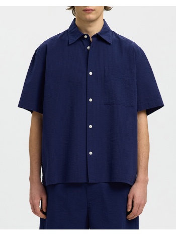 selected slhrlxstuart seersucker ss shirt 16101353-ocean σε προσφορά