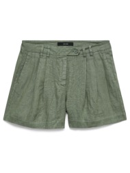 vero moda vmlaica mw flowy linen shorts 10346659-laurel wreath darkgreen