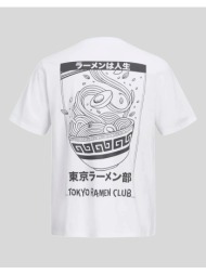 jack&jones jjosaka back print tee ss crew neck 12297699-bright whiteramen white