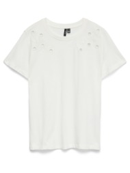 vero moda vmmirania francis ss top box jrs 10343538-snow whiteneck broderie white