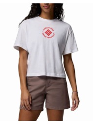 columbia γυναικεία μπλούζα rolling bend™ graphic relaxed crop ss ce33-2119991-102 white