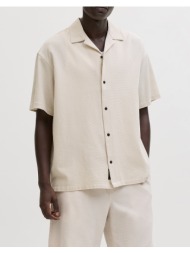 jack&jones jjglobal waffle resort shirt ss 12295551-moonbeam cream
