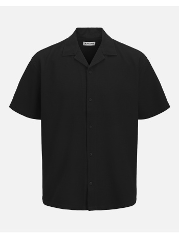 jack&jones jjglobal waffle resort shirt ss 12295551-black
