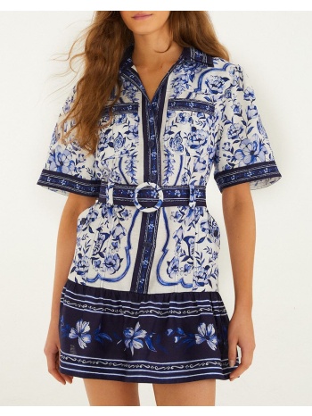 farm rio porcelain garden off-white mini dress-porcelain
