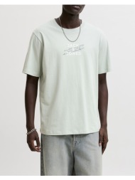 jack&jones jcoeterna front print tee ss crew fst 12298583-aqua gray aqua