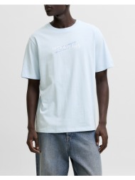 jack&jones jcoeterna front print tee ss crew fst 12298583-omphalodes lightblue