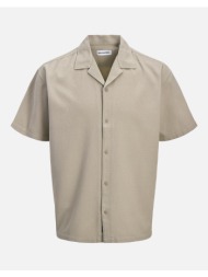 jack&jones jjglobal waffle resort shirt ss 12295551-vintage khaki biege