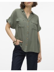 vero moda vmbumpy ss shirt wvn noos 10310139-laurel wreath khaki