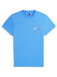 tommy jeans tjm slim sign chest ss tee ext new dm0dm22538-c38 blue