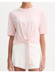 guess cn ss bow t-shirt μπλουζα γυναικειο v6gi20k3509-g67b lightpink