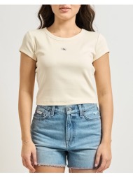 calvin klein jeans a- woven label 2x2 rib baby tee lv047c200g-f7j ivory
