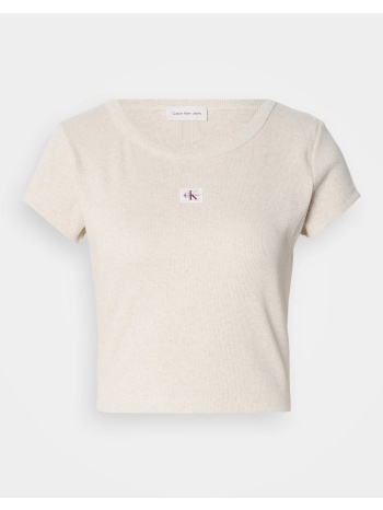 calvin klein jeans a- woven label 2x2 rib baby tee