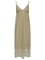only onltulum emb long strap dress wvn 15369128-olive graybright white emb olive