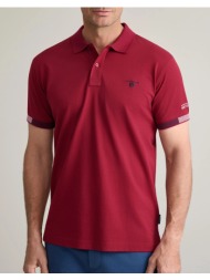 navy&green μπλουζακι πολο μ/χρωμο, custom fit 24ge.1041-merlot darkred