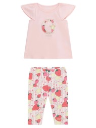 guess set ss t-shirt+capri leggings σετ παιδικο girl k6gg01k6yw4-a62c pink