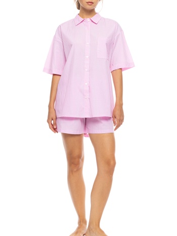 pink label pyjama buttoned short pants duo stripe