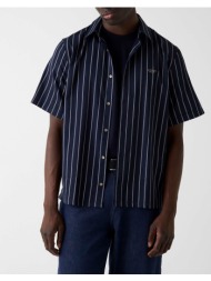 guess ss yarn dyed crinkle shirt πουκαμισο ανδρικο m6gh14w1710-sm1m navyblue