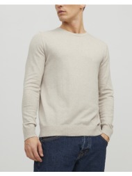 jack&jones jjeemil knit crew neck noos 12208364-oatmealmelange cream
