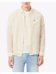 lacoste πουκαμισο μμ shirt ls 3ch6985-2ai lightyellow