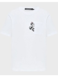 karl lagerfeld ikon peek a boo pocket t-shirt b2w17081-100 white