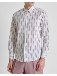 antony morato mmsl00789fa430661 min of 6 shirt napoli regular fit in printed linen blend fabric πουκ