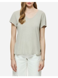 dirty laundry v-neck linen blend t-shirt dlwt000152-sand mixed