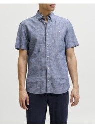 jack&jones jprblusummer lin. bl. shield ss shirt sn 12295803-faded denimfit:regular fit steelblue