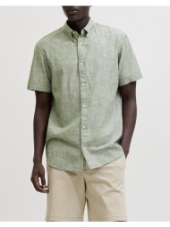 jack&jones jprblusummer lin. bl. shield ss shirt sn 12295803-laurel wreathfit:regular fit mintgreen