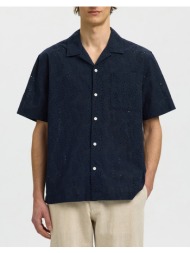 selected slhrlxjax broderie ss shirt 16092789-sky captaindetail:paisley embroidery midnightblue