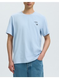 selected slhaspen emb ss o-neck tee 16097670-cashmere bluesunshade lightblue