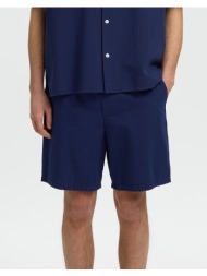 selected slhregstuart seersucker shorts 16101369-ocean cavern darkblue