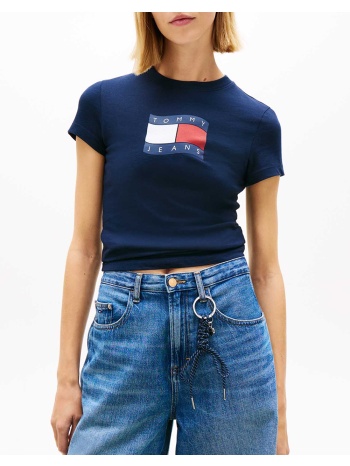 tommy jeans tjw slim wavy flag tee ext dw0dw22781-c1g σε προσφορά