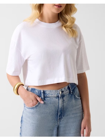 guess ss rhinestone crop os tee μπλουζα γυναικειο σε προσφορά